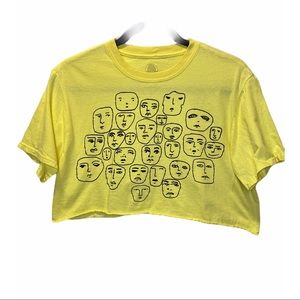Urban Outfitters- Faces Sketch Crop Tee Shirt